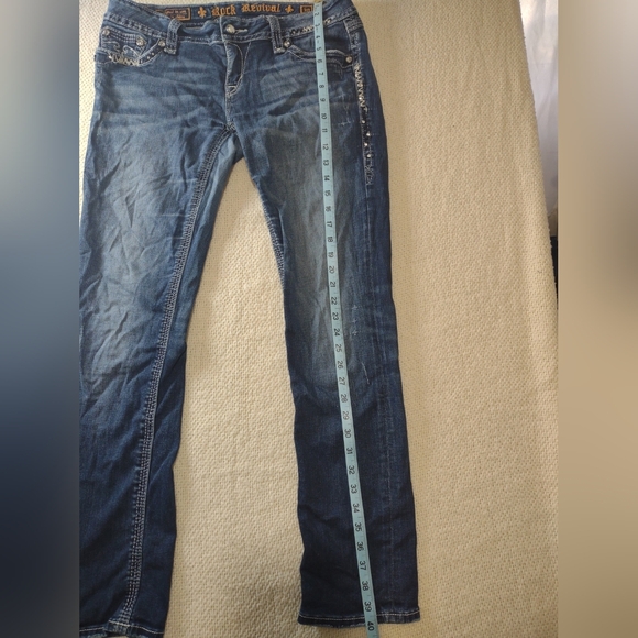 Rock Revival Erin Easy Skinny Low Rise Jeans 30 Grunge Punk Bling Casual - Picture 4 of 11